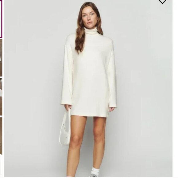 Reformation Aspen Cream Fior Di Latte Knit Mini Sweater Dress NWOT - Picture 2 of 9